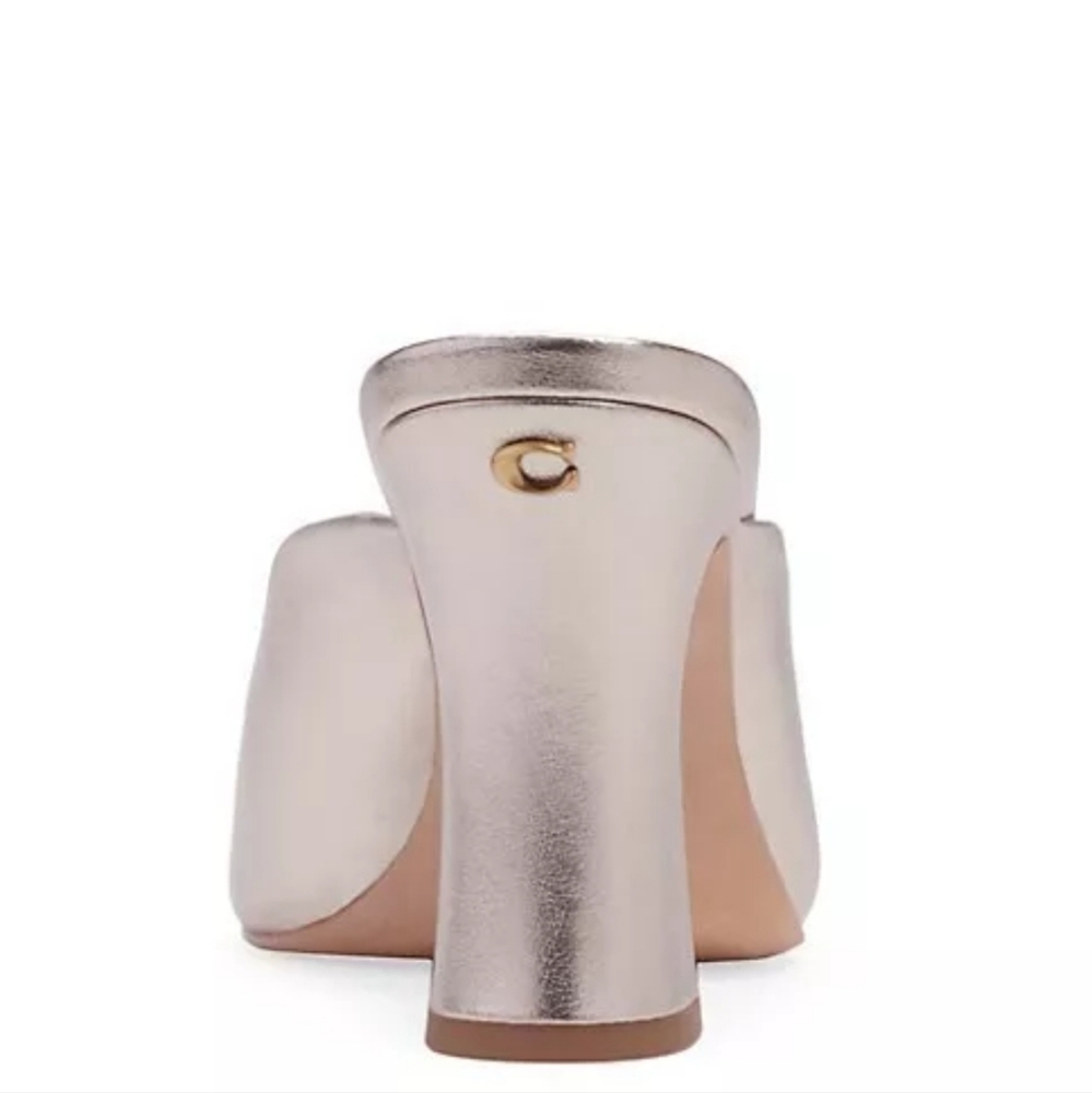 Coach Champagne Block Heel Peep-Toe Mules - Picture 6 of 6